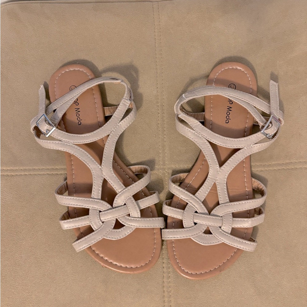 Top Moda Neutral Strappy Sandals